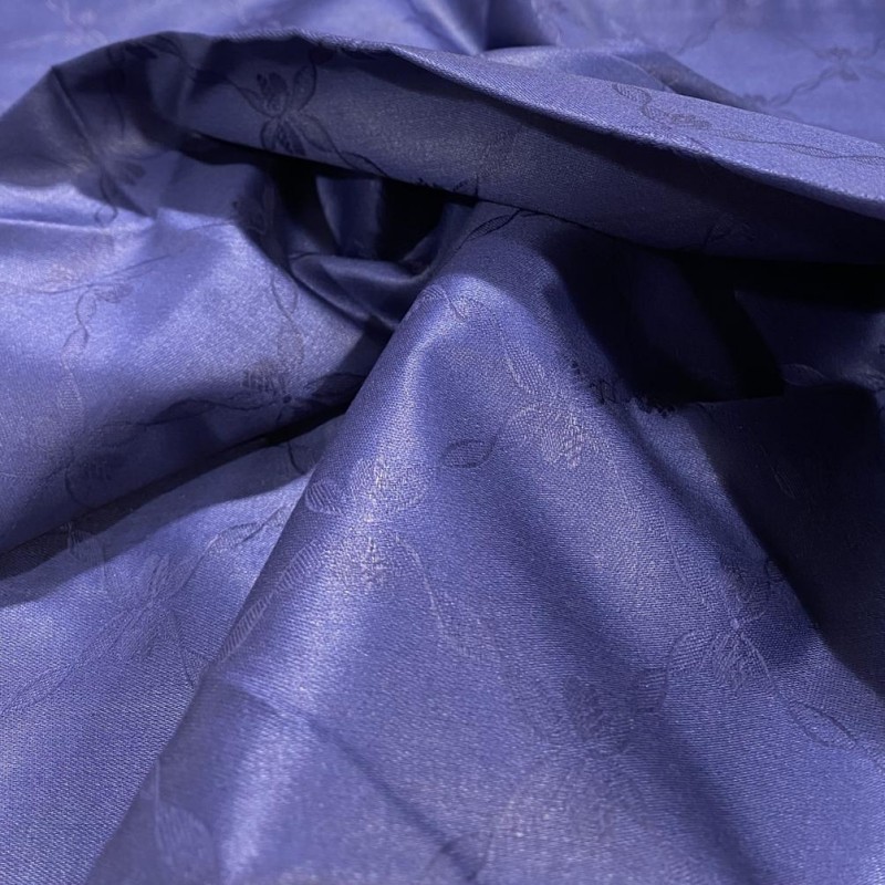 Tovagliato Fiandra Damascata Fiocchetti blu Tessuto Puro cotone Prodotto Italia