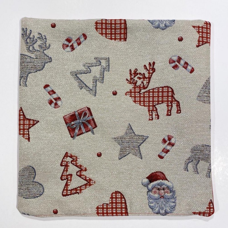 Tessuto Gobelin Renne Alci Babbo Natale Lurex Argento Prodotto Italiano