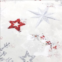 Tovagliato Fiocco di Neve Stella di Natale Tessuto a metraggio Puro cotone Made in Italy