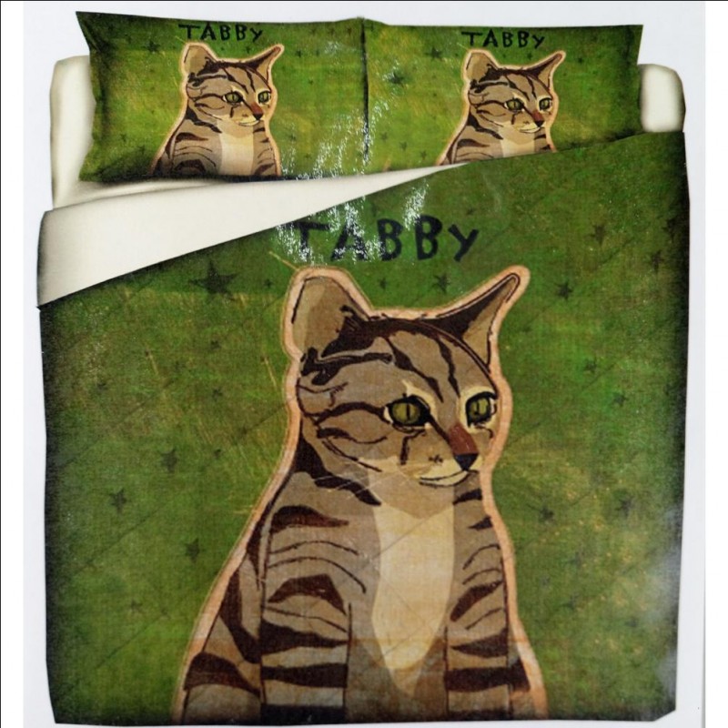 Tabby Gatto copriletto trapuntato trapuntino estivo puro cotone 100% Made in iTALY