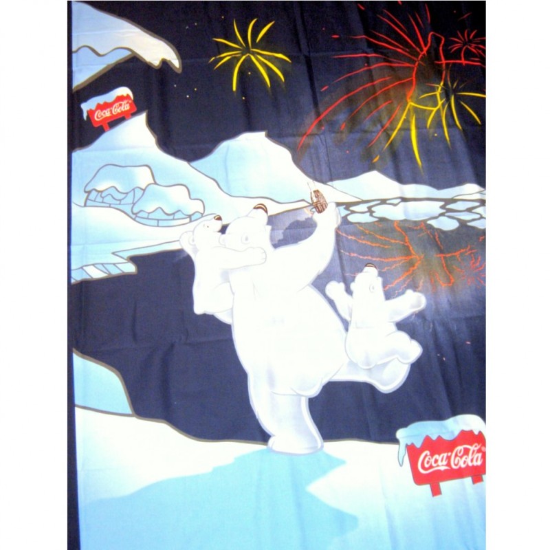 Coca Cola Copriletto Orsi Polar Puro Cotone 100% mis.180x290 singolo Made in Italy