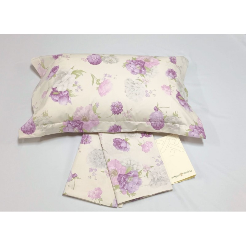 Lenzuola Ortensia Violetta Peonia Set Letto Un Posto Matrimoniale Maxi Piazza e Mezza Puro Cotone 100%