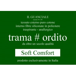 Soft Cuscino Guanciale Letto Fibra Puro Cotone Anallergico Produzione Made in Italy Trama Ordito