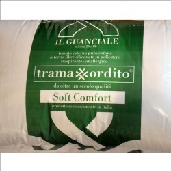 Soft Cuscino Guanciale Letto Fibra Puro Cotone Anallergico Produzione Made in Italy Trama Ordito