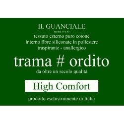 High Cuscino Guanciale Letto  Puro Cotone Anallergico Produzione Made in Italy Trama Ordito