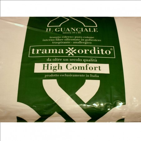 High Cuscino Guanciale Letto  Puro Cotone Anallergico Produzione Made in Italy Trama Ordito